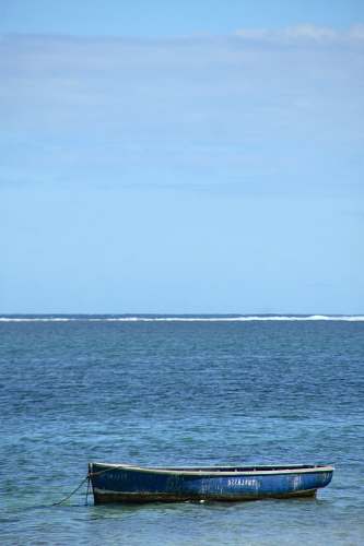leisure activities blue boat in a body of water during daytime adventure